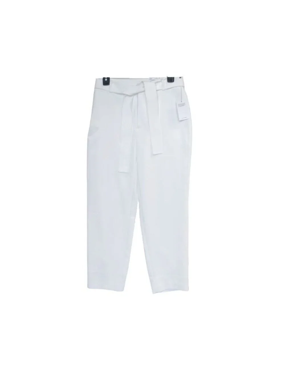 ⭐Nine West Sz S Women Pants Belted Tapered Ankle dress White summer lined Pants